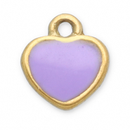 Breloques en acier Inox c&oelig;ur Dor&eacute;-lilas