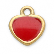 Breloques en acier Inox c&oelig;ur Dor&eacute;-rouge