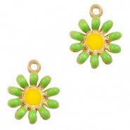 Breloques en m&eacute;tal Basic Quality fleur Dor&eacute;-jaune ocre-vert