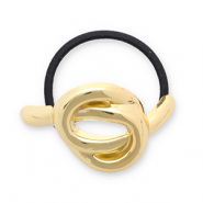 Accessoires pour cheveux élastique à cheveux avec métal nœud Doré-noir