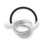 Accessoires pour cheveux élastique à cheveux avec métal nœud Argenté-noir