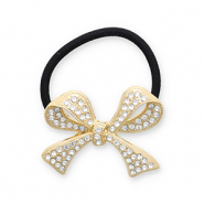 Accessoires pour cheveux élastique à cheveux avec métal nœud avec strass Doré-noir-transparent