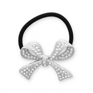 Accessoires pour cheveux élastique à cheveux avec métal nœud avec strass Argenté-noir-transparent
