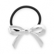 Accessoires pour cheveux élastique à cheveux avec métal nœud Argenté-noir