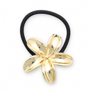 Accessoires pour cheveux élastique à cheveux avec métal fleur Doré-noir