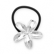 Accessoires pour cheveux élastique à cheveux avec métal fleur Argenté-noir