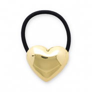 Accessoires pour cheveux élastique à cheveux avec métal coeur Doré-noir