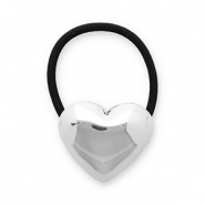 Accessoires pour cheveux élastique à cheveux avec métal coeur Argenté-noir