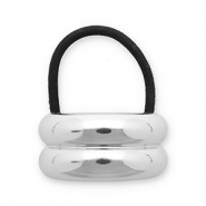 Accessoires pour cheveux élastique à cheveux avec métal Argenté-noir