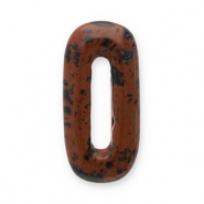 Pierres naturelles pendentifs Agate ovale Marron fonc&eacute;-noir