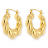 Boucles d'oreilles / créoles en acier Inox torsadé Doré
