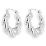 Boucles d'oreilles / créoles en acier Inox torsadé Argenté