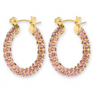 Boucles d'oreilles / créoles en acier Inox avec strass Doré-rose