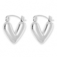 Boucles d'oreilles / créoles en acier Inox coeur Argenté