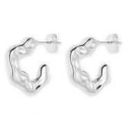 Boucles d'oreilles / puces en acier Inox irrégulier Argenté
