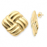 Boucles d'oreilles / puces en acier Inox carré Doré