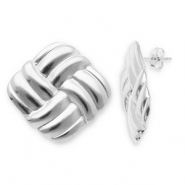 Boucles d'oreilles / puces en acier Inox carré Argenté