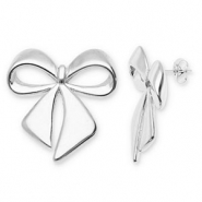 Boucles d'oreilles / puces en acier Inox nœud Argenté