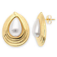 Boucles d'oreilles / puces en acier Inox goutte Doré-blanc