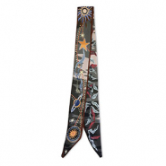 Bandana foulard avec étoiles/feuilles Vert foncé-marron