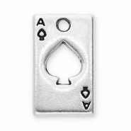 Breloques en métal DQ as de trèfle Argenté antique (sans nickel)