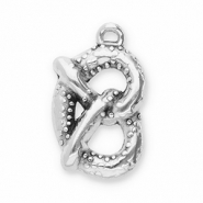 Breloques en métal DQ pretzel Argenté antique (sans nickel)
