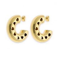 Boucles d'oreilles / puces en acier Inox avec des cœurs Doré