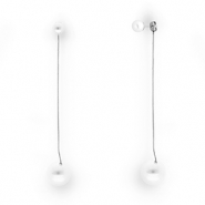 Boucles d'oreilles / puces en acier Inox avec imitations perles Argenté