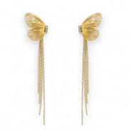 Boucles d'oreilles / puces en acier Inox papillon Doré