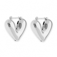 Boucles d'oreilles / créoles en acier Inox cœur Argenté