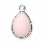 Breloques en acier Inox pierre naturelle goutte Argent&eacute;-rose