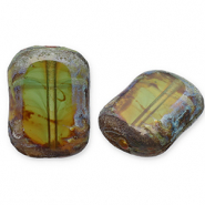 Perles tchèques TCB rectangle 12x9mm Peridot-topaz