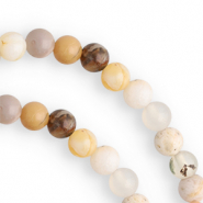 Pierres naturelles Calcédoine et Agate 4mm Gris-beige-jaune