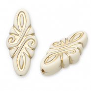 Perles acryliques rhombe arabesque Blanc cassé-doré