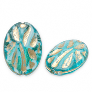 Perles acryliques Bleu sarcelle-doré