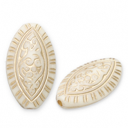 Perles acryliques Blanc cassé-doré
