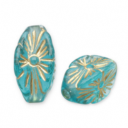 Perles acryliques Bleu sarcelle-doré