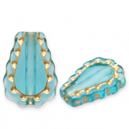 Perles acryliques goutte Bleu sarcelle-doré