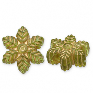 Perles acryliques flocon de neige Vert olive-doré