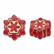 Perles acryliques flocon de neige Rouge-doré
