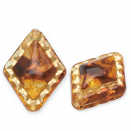 Perles acryliques rhombe Marron cognac-doré