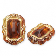 Perles acryliques rectangle Marron cognac-doré