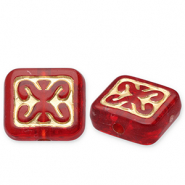 Perles acryliques rectangle Rouge-doré