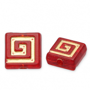 Perles acryliques carré Rouge-doré
