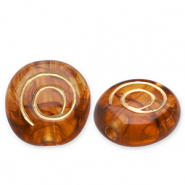 Perles acryliques disque Marron cognac-doré