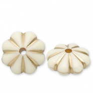 Perles acryliques spacer anneau fleur Blanc cassé-doré