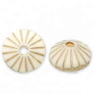 Perles acryliques spacer anneau Blanc cassé-doré