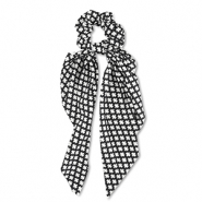 Elastique pour cheveux chouchou avec ruban Noir-blanc cassé