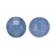 Perles acryliques avec pailletes 12 mm Bleu montana-argent&eacute;