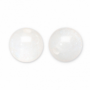Perles acryliques avec pailletes 12 mm Blanc-turquoise